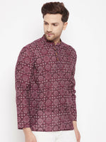 Thumbnail for Even Apparels Maroon Pure Cotton Men's Kurta With Slit Neckline - Distacart