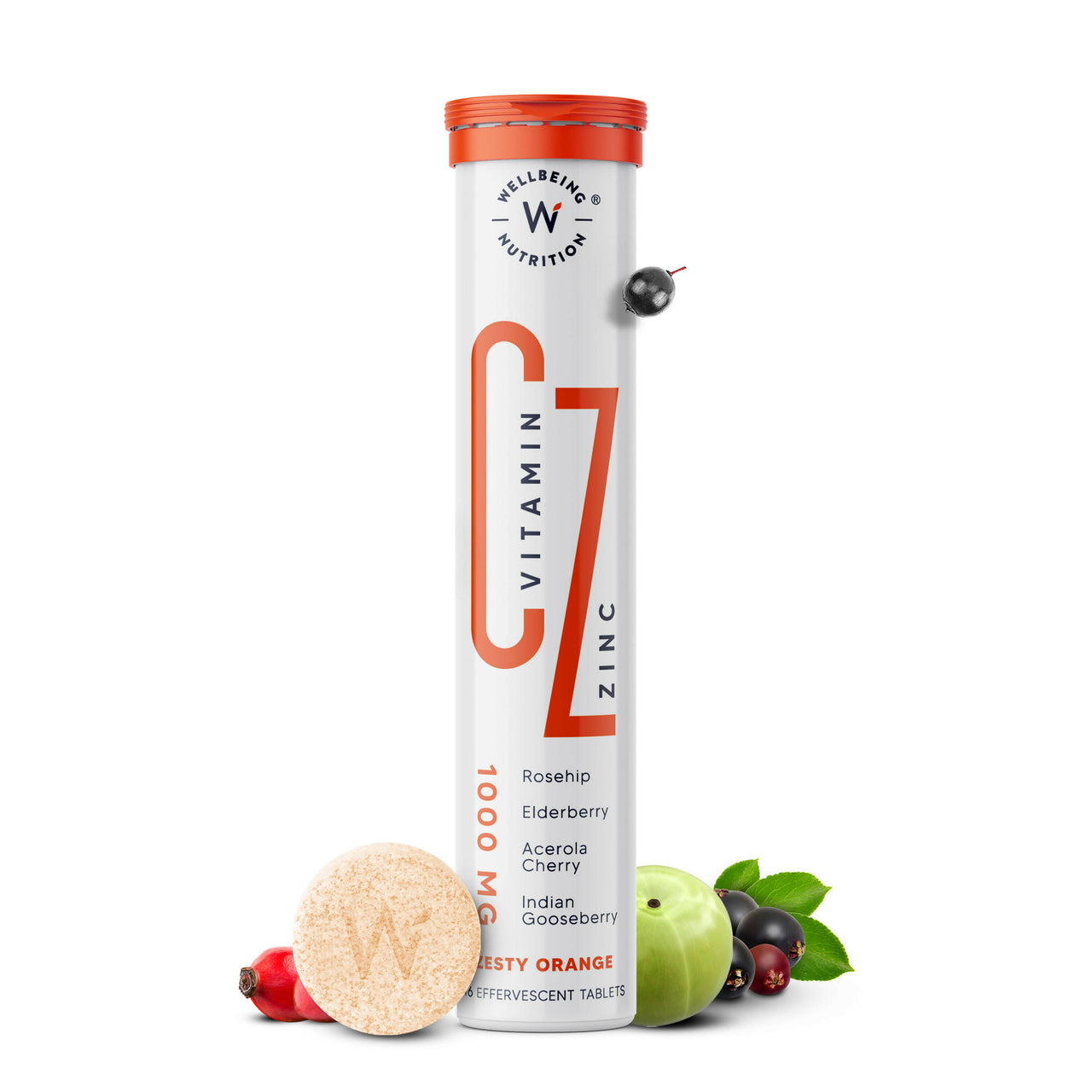 Wellbeing Nutrition Organic Vitamin C + Zinc Effervescent Tablets - Distacart