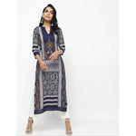 Thumbnail for Cheera Navy Blue Straight Printed Kurta