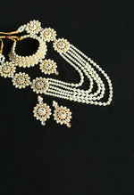 Thumbnail for Mominos Fashion Johar Kamal Gold-Plated Rani Haar with Off white Pearls Jewellery Set - Distacart