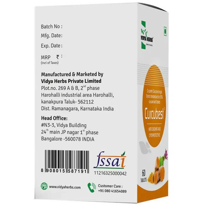 Vidya Herbs Curcubest Tablet - Distacart