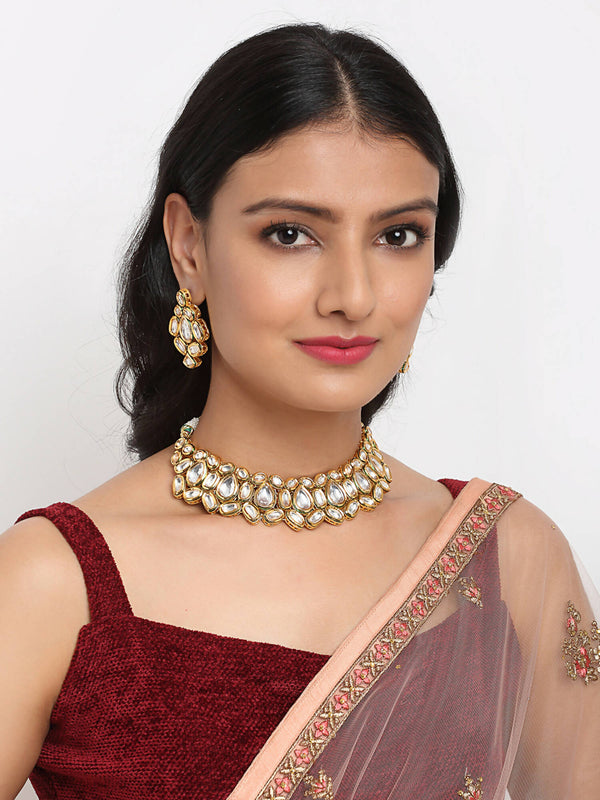 Kundan Choker With Earrings - Ruby Raang - Distacart