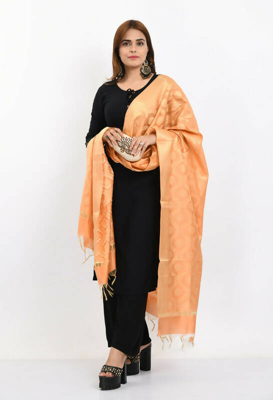 Mominos Fashion Moeza Women's Banarsi Silk All Over Woven Design Peach Dupatta - Distacart