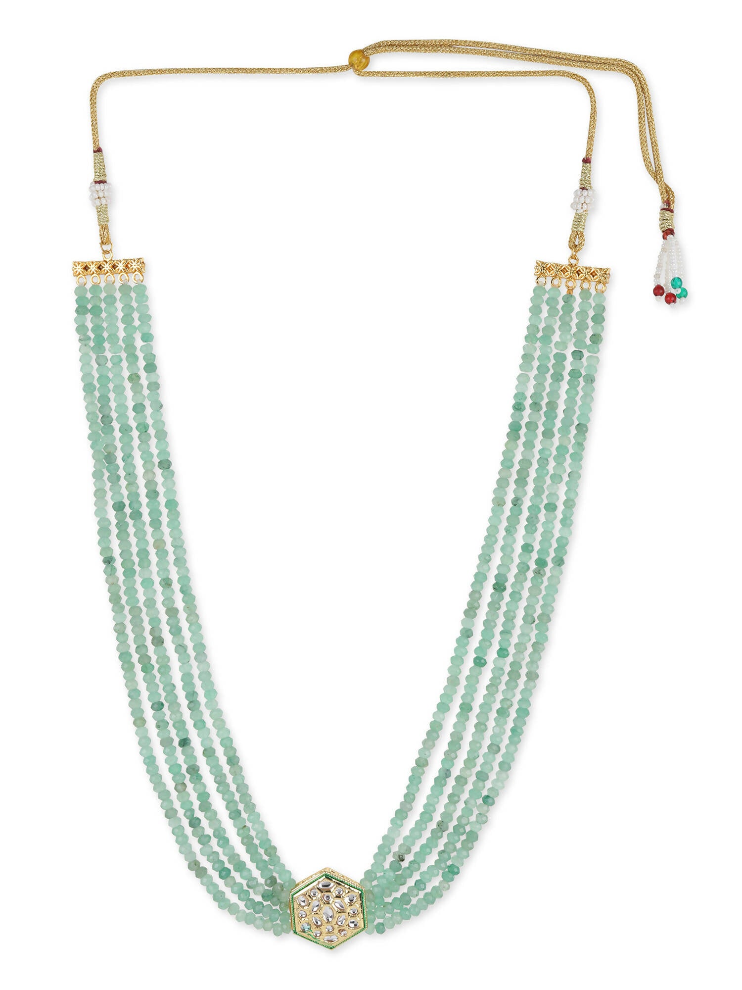 Green Gold-Toned Brass Gold-Plated Necklace - Ruby Raang - Distacart