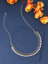 Thumbnail for NVR Women Silver-Plated Oxidised Necklace - Distacart