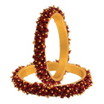 Thumbnail for Mominos Fashion Joharkamal Gold-Plated Maroon Beads Work Bangles - Distacart