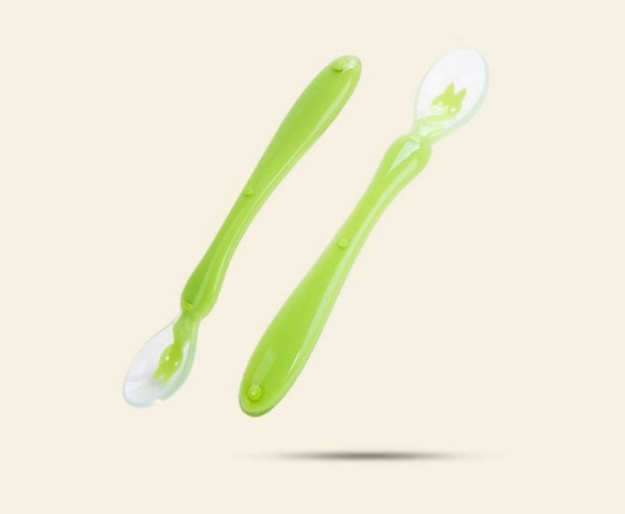 Safe-O-Kid Soft Silicone Tip Spoons Set Box (2 Spoons), Blue & Green - Distacart