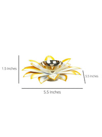 Thumbnail for CraftVatika Gold-Toned Lotus Shaped Diya For Pooja - Distacart