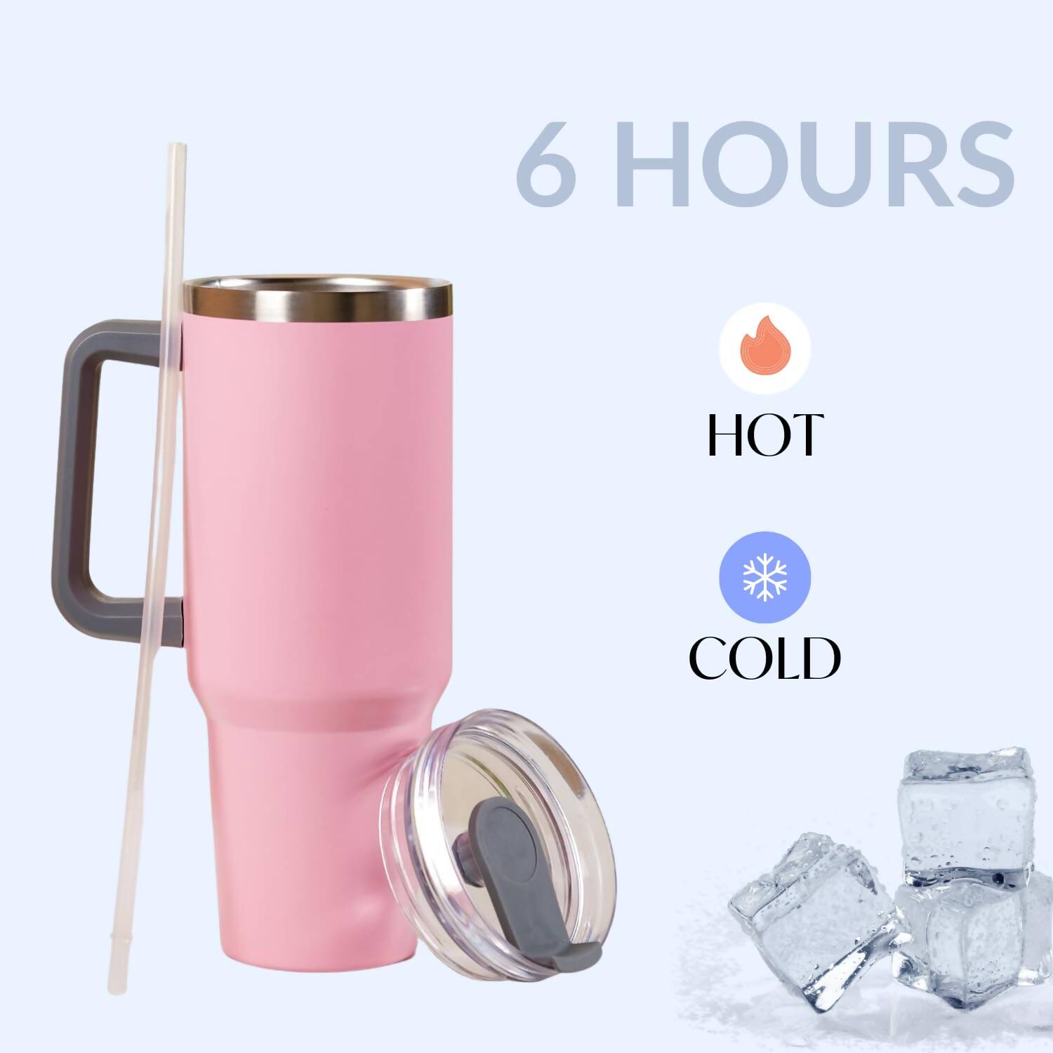 Nestasia Tumbler with Handle Straw & Lid - 1.2L (Pink) - Distacart