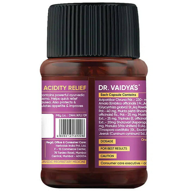 Dr. Vaidya's Acidity Relief Capsules - Distacart