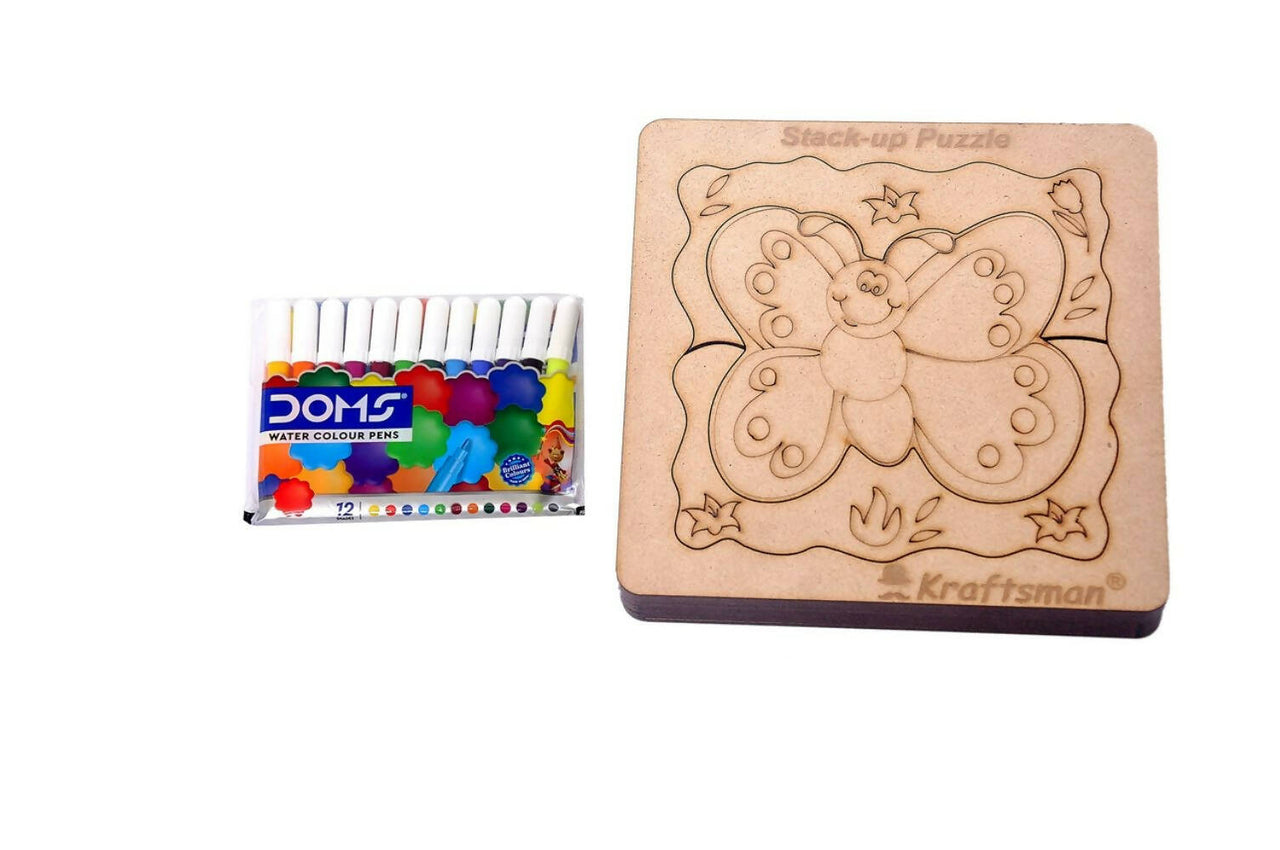 Kraftsman Stack up Puzzles/ Layered Puzzle Butterfly Shape for Kids | Color Kit Included | 18 Pieces Puzzle - Distacart