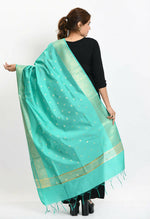 Thumbnail for Mominos Fashion Moeza Women's Banarsi Silk Woven Design Sea Green Dupatta - Distacart