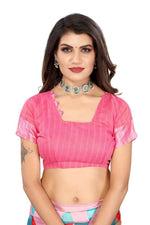 Thumbnail for Vamika Pink Linen Satin Border Saree
