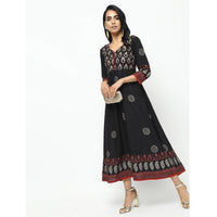 Thumbnail for Cheera Front Contrast Butning And Beautiful Block Print Design Anarkali Kurta