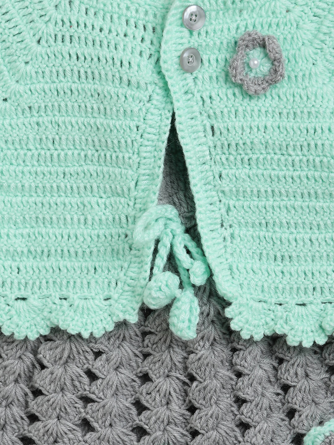 ChutPut Hand knitted Crochet Maharani Wool Dress - Green - Distacart