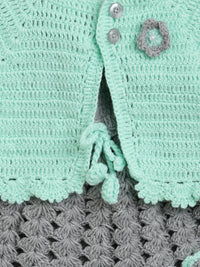 Thumbnail for ChutPut Hand knitted Crochet Maharani Wool Dress - Green - Distacart