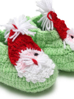 Thumbnail for Chutput Kids Woollen Hand Knitted Santa Face Booties - Green - Distacart