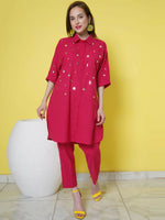 Thumbnail for Women Republic Pink Cotton Embellished Kurta Set - Distacart