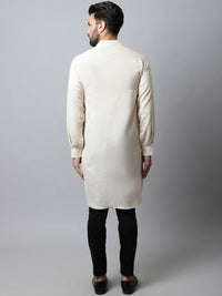 Thumbnail for Even Apparels Cream Color Cotton Solid Men's Kurta With Shirt Collar (LN027) - Distacart