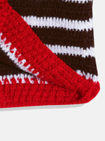 Thumbnail for Chutput Kids Woollen Hand Knitted Full Sleeves Striped And Devil Heart Detail Sweater - Brown - Distacart