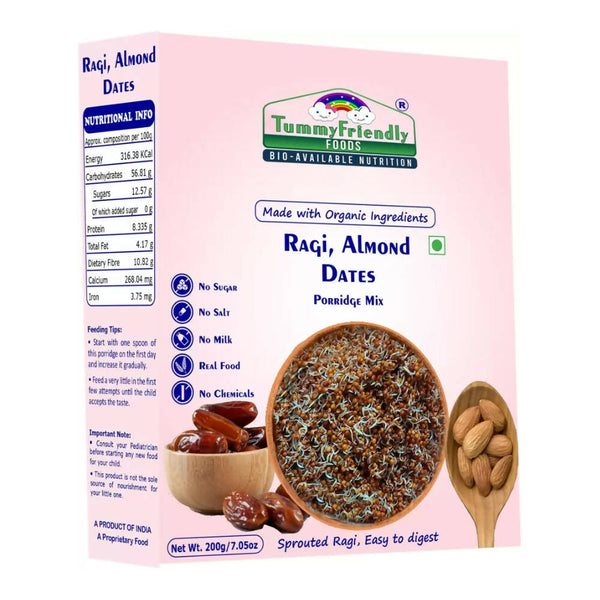 TummyFriendly Foods Organic Sprouted Ragi Almonds Dates Porridge Mix - Distacart