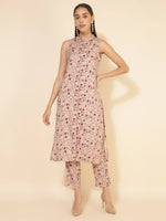 Thumbnail for Janasya Women's Beige Moss Digital Floral Printed Casual Straight Co-ords - Distacart
