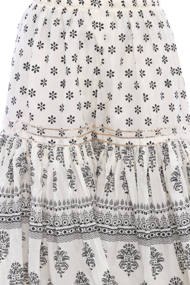 Mominos Fashion Cotton Block Print With Lace Work Off White Palazzo - Distacart