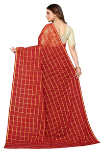 Thumbnail for Vamika Red Jari Work Chiffon Saree (GARVITA RED) - Distacart