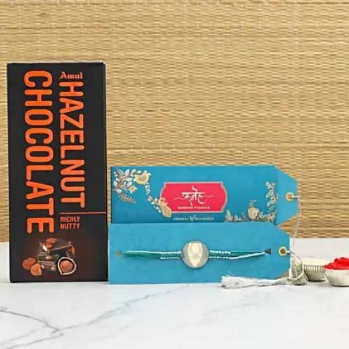 Black Panther Rakhi & Amul Hazelnut Chocolate