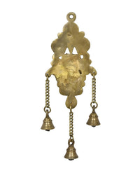 Thumbnail for eCraftIndia Gold-Toned Handcrafted Antique Finish Diya with Bells Decorative Wall Hanging Showpiece - Distacart