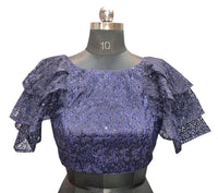 Thumbnail for Vamika Blue Net Shifly Work Blouse - Distacart