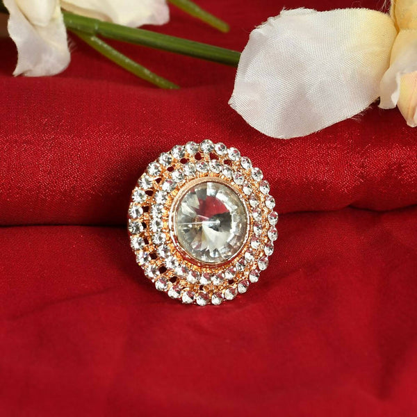 Mominos Fashion Joharkamal Gold-Plated Stone Studded Adjustable Finger Ring - Design 06 - Distacart