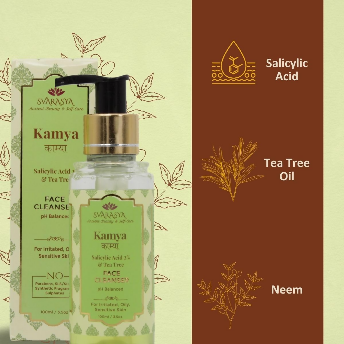Svarasya Kamya Salicylic Acid and Tea Tree Face Cleanser - Distacart