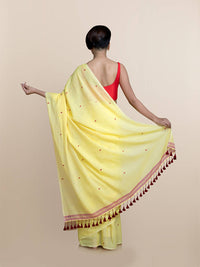 Thumbnail for Suta Yellow Maroon Pure Cotton Saree - Distacart