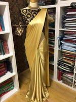 Thumbnail for Vamika Golden Satin Designer Saree (GOLD DUST BLACK)