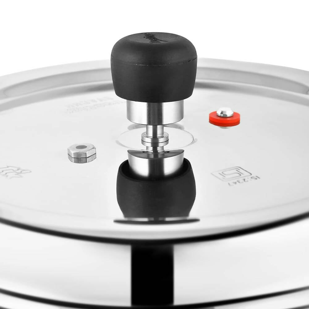 Prestige 6.5 Litres Deluxe Alpha Svachh Induction Base Outer Lid Stainless Steel Pressure Cooker - Distacart