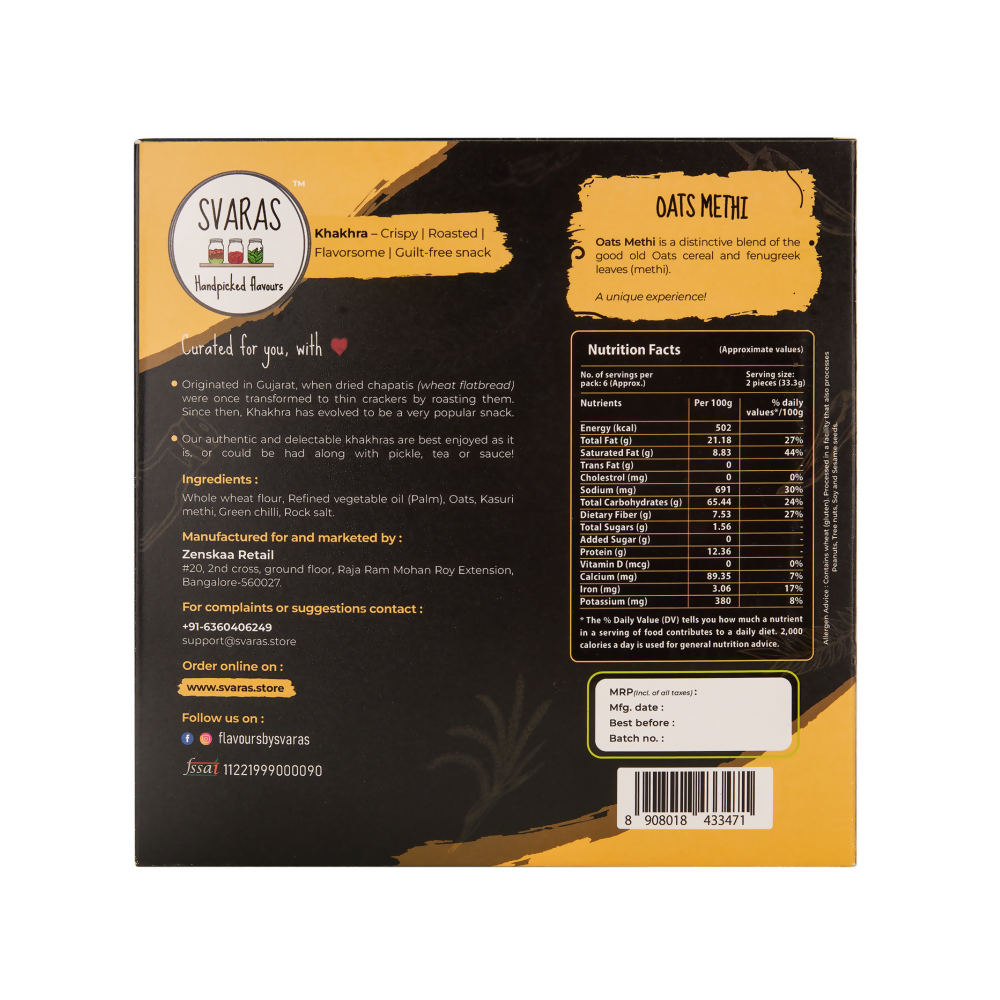 Svaras Oats Methi Khakhra - Distacart