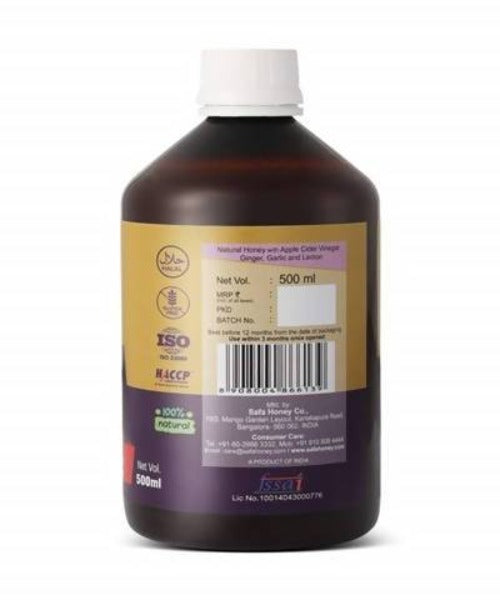Safa Honey Elixir 100% Pure Raw Honey with Apple cider Vinegar Ginger Garlic and Lemon