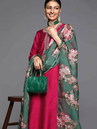 Thumbnail for Varanga Women Maroon Ethnic Motifs Embroidered Kurta With Trousers & Dupatta - Distacart