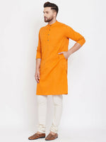 Thumbnail for Even Apparels Pure Cotton Men's Kurta With Band Collar in Yellow Color - Distacart