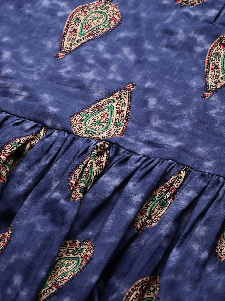 Yufta Navy Blue & Beige A-Line Top
