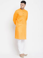 Thumbnail for Even Apparels Men's Pure Cotton Kurta With Band Collar in Yellow Color - Distacart