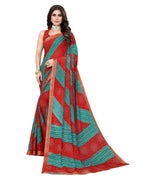 Thumbnail for Vamika Red Georgette Printed With Lace Saree (MANYA RED RAMA) - Distacart