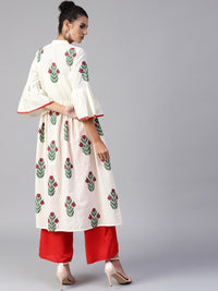 Thumbnail for NOZ2TOZ Off-White & Red Printed A-Line Kurta - Distacart
