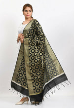 Thumbnail for Mominos Fashion Moeza Women's Banarsi Silk All Over Woven Design Black Dupatta - Distacart