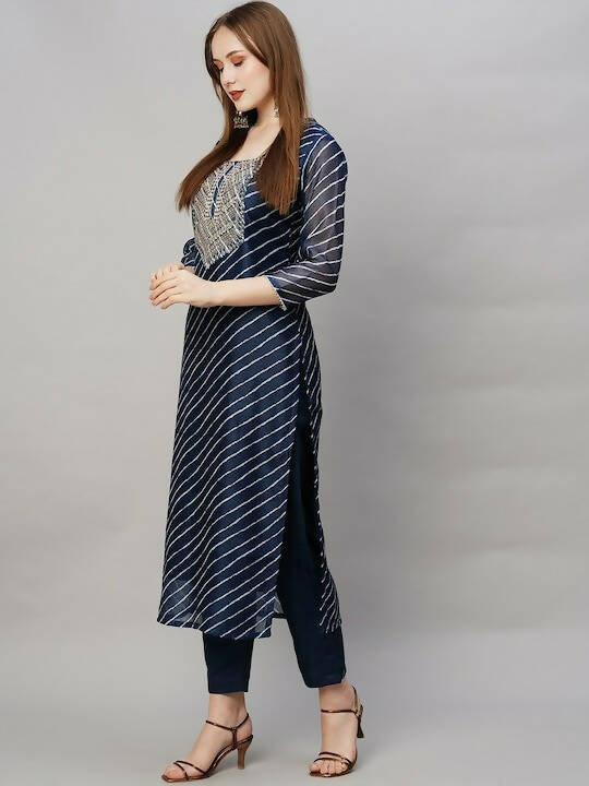 Kalini Bandhani Printed Regular Kurta with Trousers & Dupatta - Distacart
