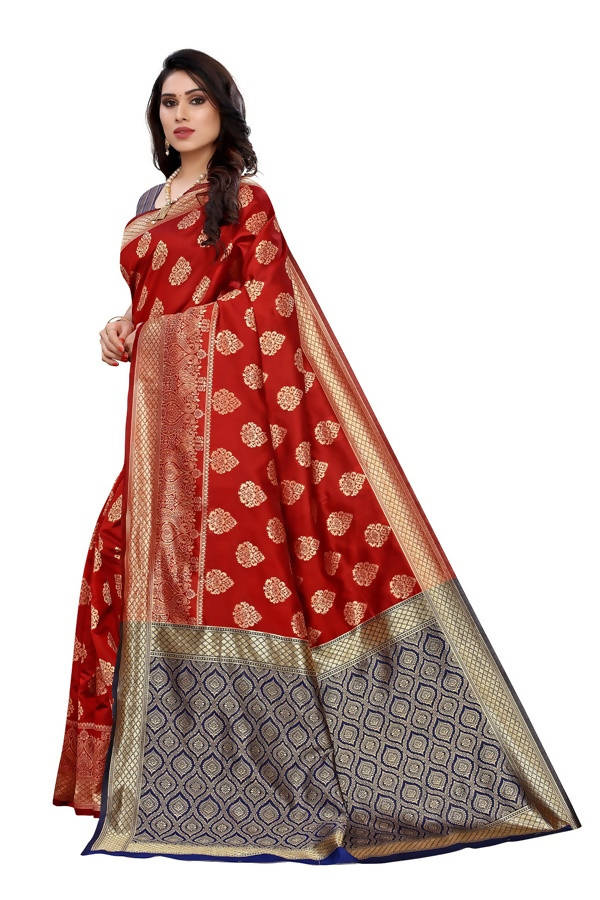 Vamika Banarasi Jacquard Weaving Red Saree (Dangal Red)