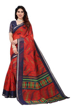 Thumbnail for Vamika Red Linen Zari Border Printed Saree