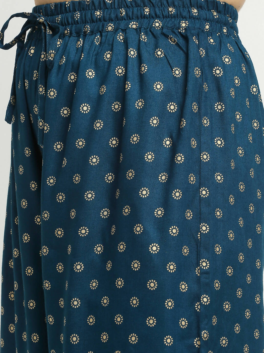 Rudra Bazaar Stright Gold Printed Kurti With Palazzo - Distacart