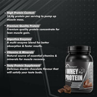 Thumbnail for Dr. Morepen 100% Whey Protein infused with Digestive Enzymes, Multivitamins, & Multiminerals in Double Chocolate Flavour - Distacart